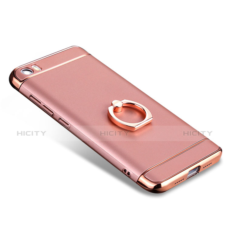 Housse Contour Luxe Metal et Plastique avec Support Bague Anneau pour Xiaomi Mi 5 Or Rose Plus