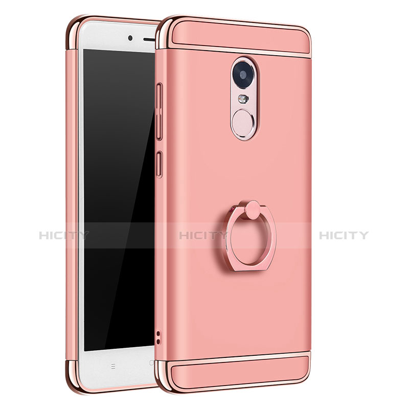 Housse Contour Luxe Metal et Plastique avec Support Bague Anneau pour Xiaomi Redmi Note 4 Standard Edition Or Rose Plus