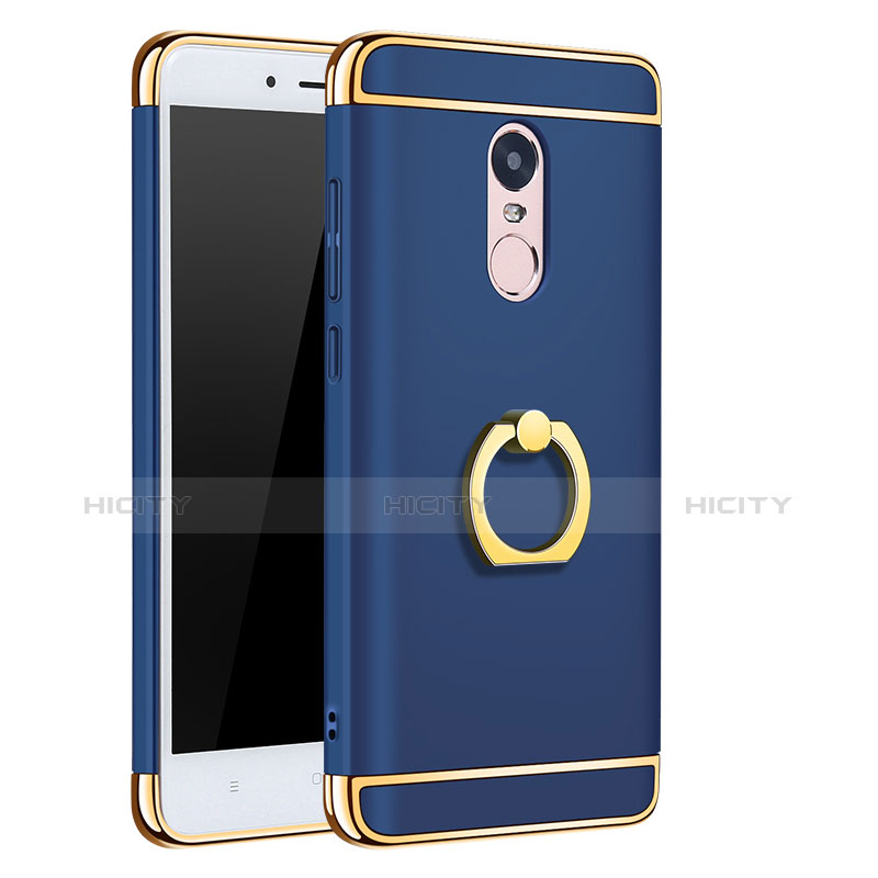 Housse Contour Luxe Metal et Plastique avec Support Bague Anneau pour Xiaomi Redmi Note 4X Bleu Plus