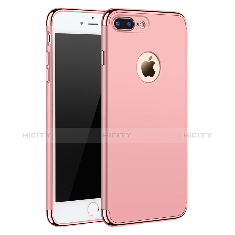 Housse Contour Luxe Metal et Plastique F05 pour Apple iPhone 7 Plus Or Rose Plus