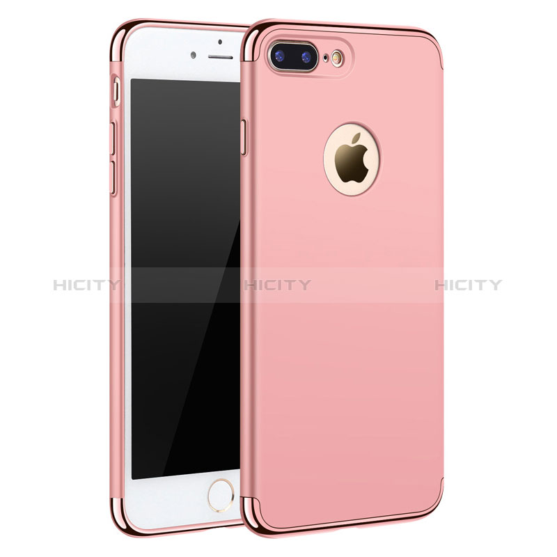 Housse Contour Luxe Metal et Plastique F05 pour Apple iPhone 8 Plus Or Rose Plus