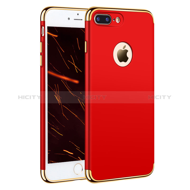 Housse Contour Luxe Metal et Plastique F05 pour Apple iPhone 8 Plus Rouge Plus