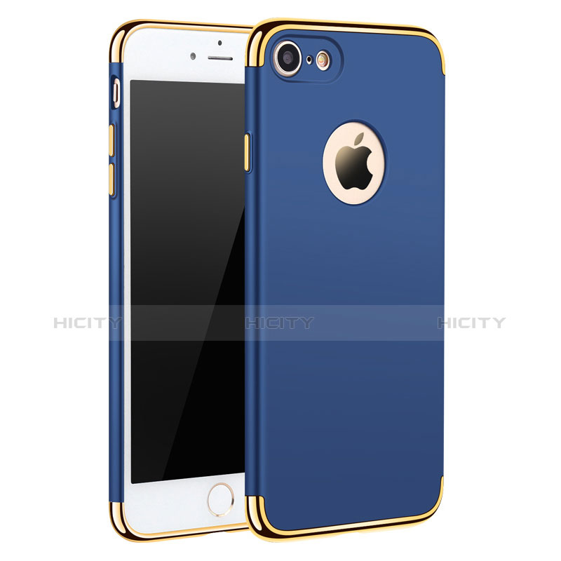 Housse Contour Luxe Metal et Plastique M01 pour Apple iPhone 7 Bleu Plus