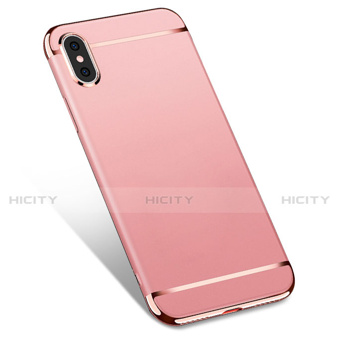 Housse Contour Luxe Metal et Plastique M01 pour Apple iPhone X Or Rose Plus