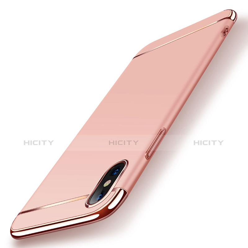 Housse Contour Luxe Metal et Plastique M01 pour Apple iPhone X Or Rose Plus