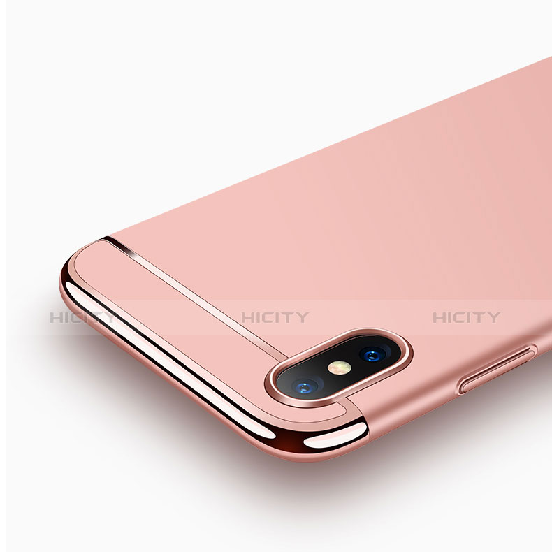 Housse Contour Luxe Metal et Plastique M01 pour Apple iPhone X Or Rose Plus