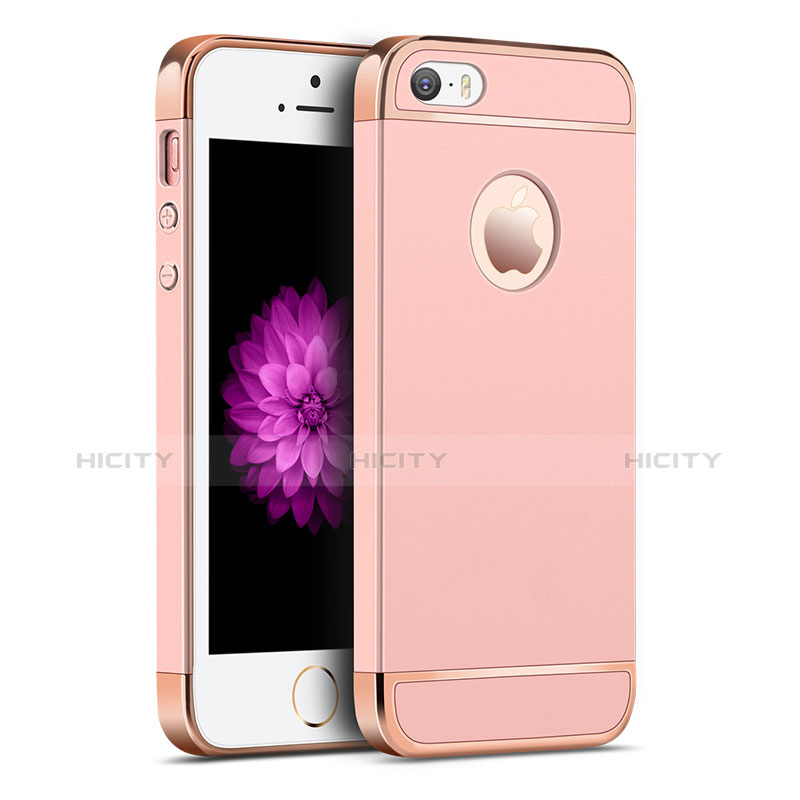 Housse Contour Luxe Metal et Plastique pour Apple iPhone 5 Or Rose Plus