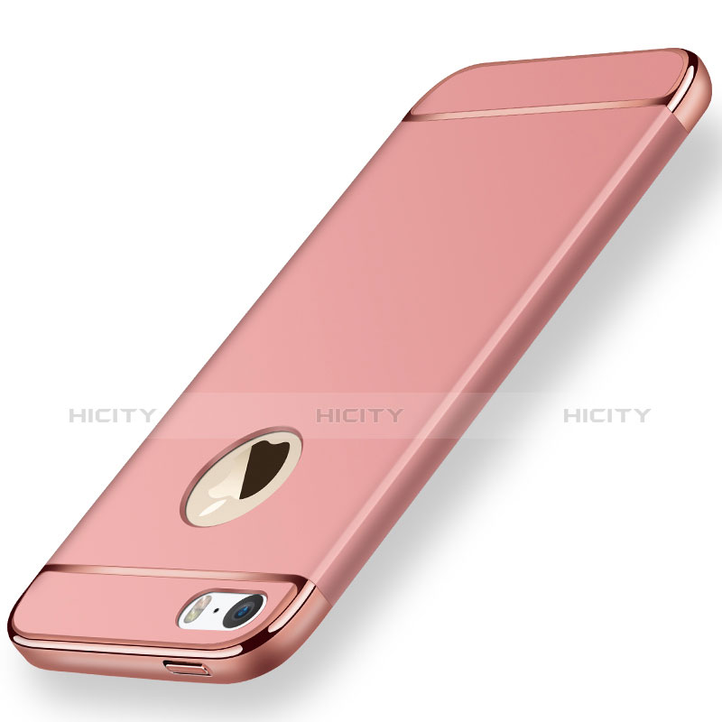 Housse Contour Luxe Metal et Plastique pour Apple iPhone 5S Or Rose Plus