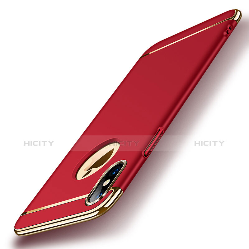 Housse Contour Luxe Metal et Plastique pour Apple iPhone X Rouge Plus