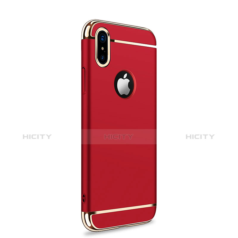 Housse Contour Luxe Metal et Plastique pour Apple iPhone Xs Rouge Plus