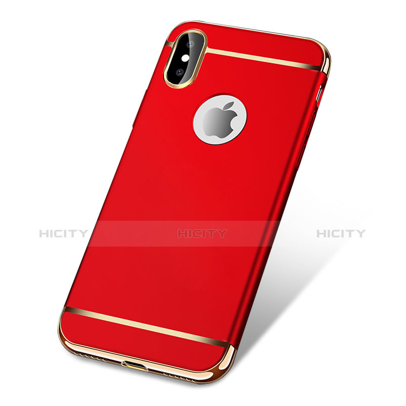 Housse Contour Luxe Metal et Plastique pour Apple iPhone Xs Rouge Plus