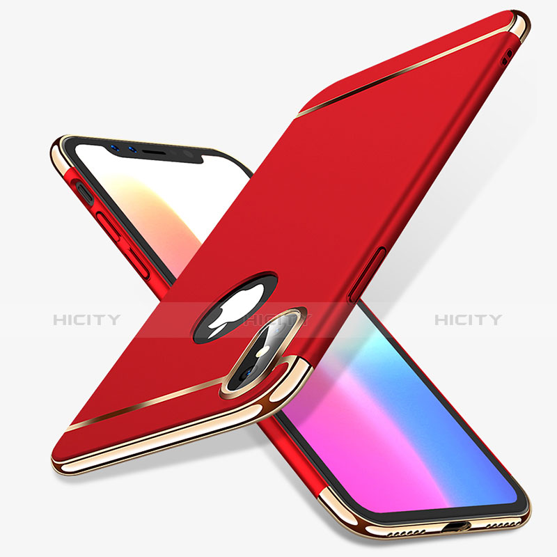 Housse Contour Luxe Metal et Plastique pour Apple iPhone Xs Rouge Plus