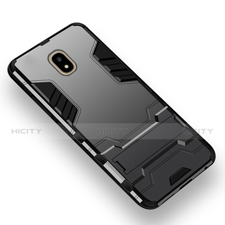 Housse Contour Silicone et Plastique Mat avec Support pour Samsung Galaxy J5 (2017) Duos J530F Noir Plus