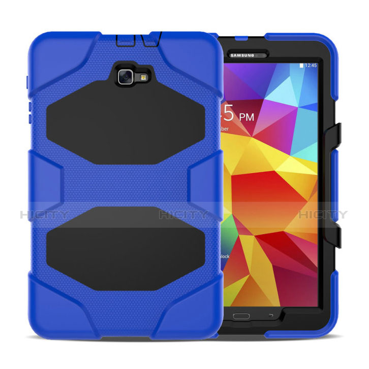 Housse Contour Silicone et Plastique Mat avec Support pour Samsung Galaxy Tab A6 10.1 SM-T580 SM-T585 Bleu Plus