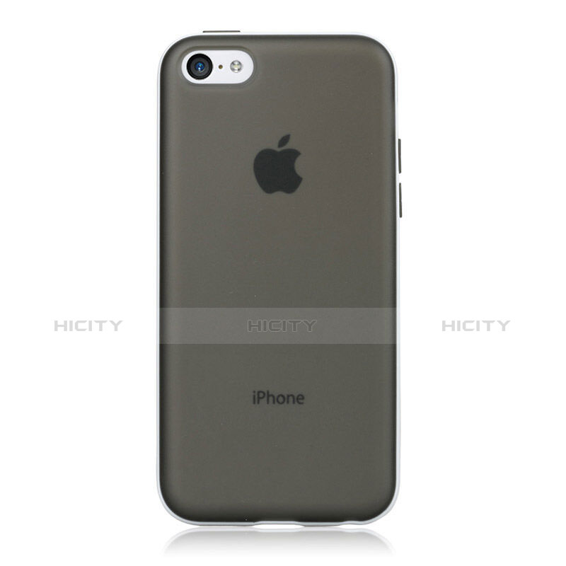 Housse Contour Silicone et Vitre Transparente Mat pour Apple iPhone 5C Gris Plus