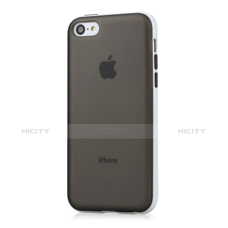 Housse Contour Silicone et Vitre Transparente Mat pour Apple iPhone 5C Gris Plus