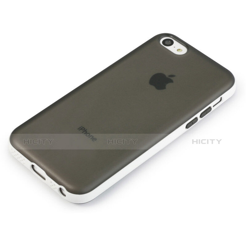 Housse Contour Silicone et Vitre Transparente Mat pour Apple iPhone 5C Gris Plus