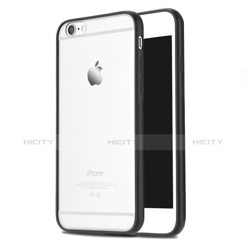 Housse Contour Silicone et Vitre Transparente Mat pour Apple iPhone 6 Noir Plus