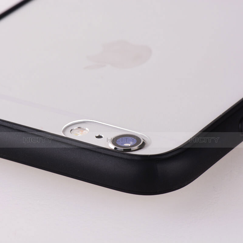 Housse Contour Silicone et Vitre Transparente Mat pour Apple iPhone 6 Noir Plus