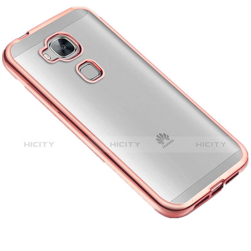 Housse Contour Silicone et Vitre Transparente Mat pour Huawei G8 Or Rose Plus