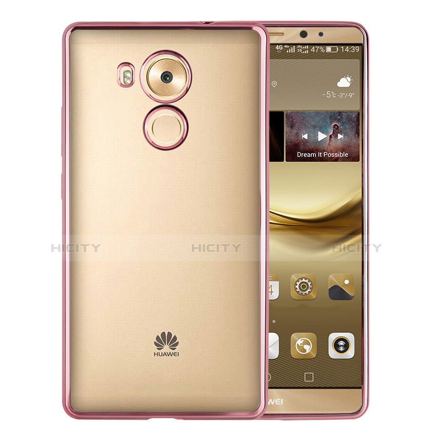 Housse Contour Silicone et Vitre Transparente Mat pour Huawei Mate 8 Rose Plus