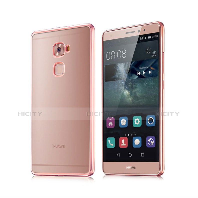 Housse Contour Silicone et Vitre Transparente Mat pour Huawei Mate S Or Rose Plus