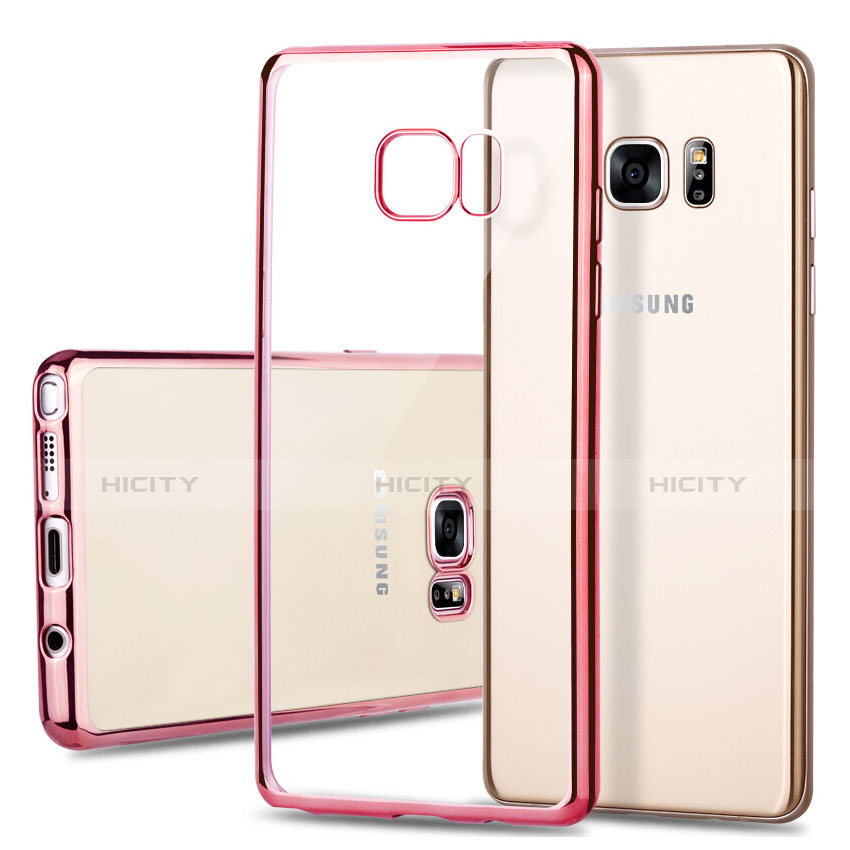 Housse Contour Silicone et Vitre Transparente Mat pour Samsung Galaxy Note 7 Rose Plus