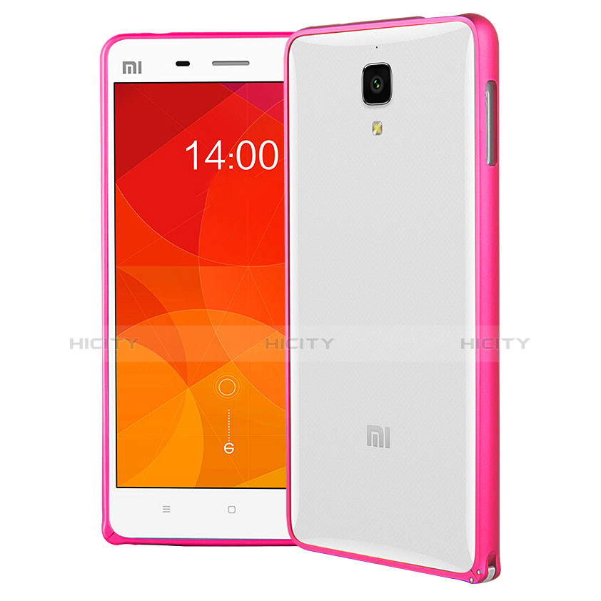 Housse Contour Silicone et Vitre Transparente Mat pour Xiaomi Mi 4 LTE Rose Plus