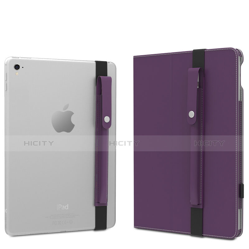 Housse en Cuir Protection Sac Pochette Elastique Douille de Poche Detachable pour Apple Pencil Apple New iPad 9.7 (2017) Violet Plus