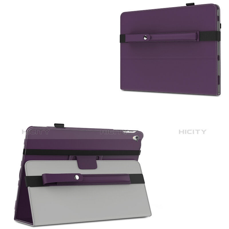 Housse en Cuir Protection Sac Pochette Elastique Douille de Poche Detachable pour Apple Pencil Apple New iPad 9.7 (2017) Violet Plus