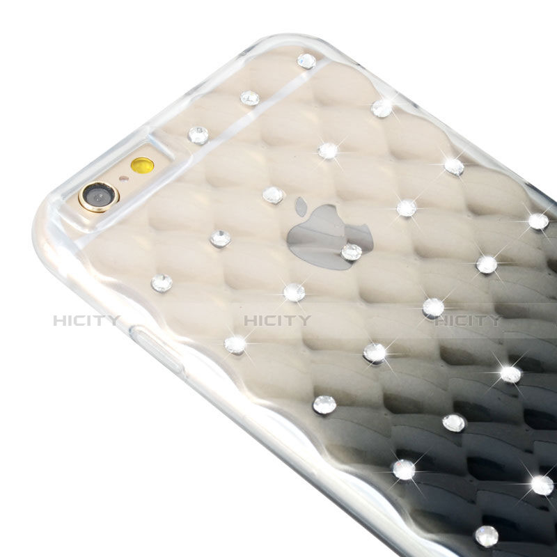 Housse Luxe Strass Bling Diamant Transparente Degrade pour Apple iPhone 6 Noir Plus