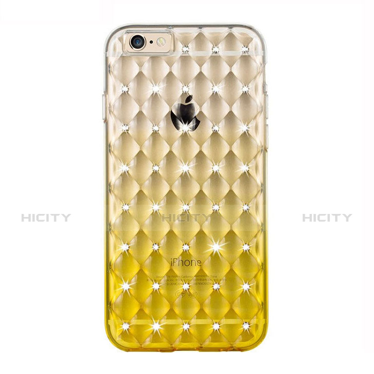 Housse Luxe Strass Bling Diamant Transparente Degrade pour Apple iPhone 6S Jaune Plus