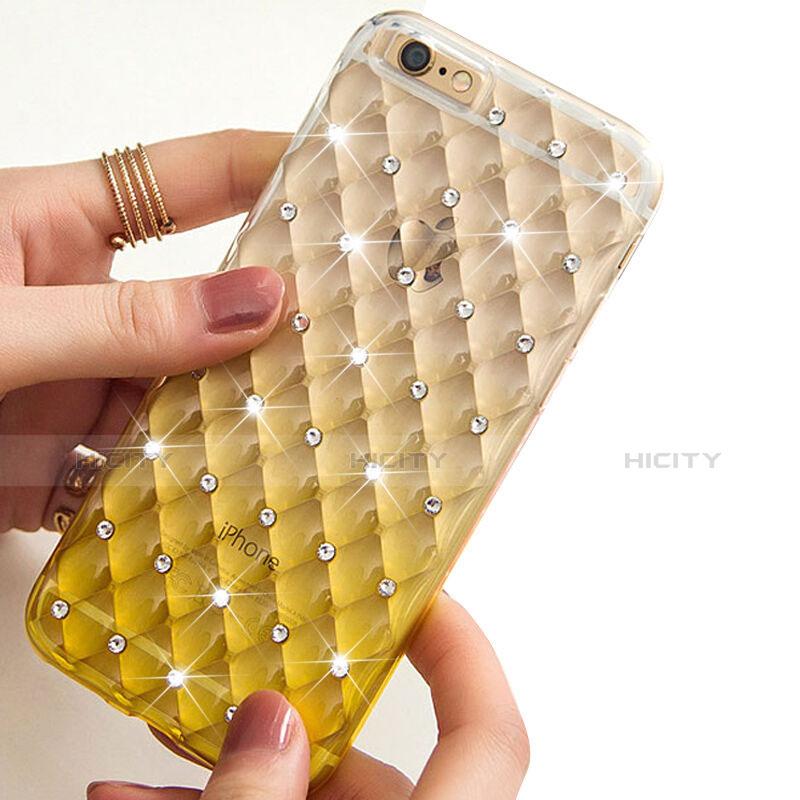 Housse Luxe Strass Bling Diamant Transparente Degrade pour Apple iPhone 6S Jaune Plus