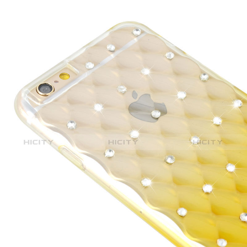 Housse Luxe Strass Bling Diamant Transparente Degrade pour Apple iPhone 6S Jaune Plus