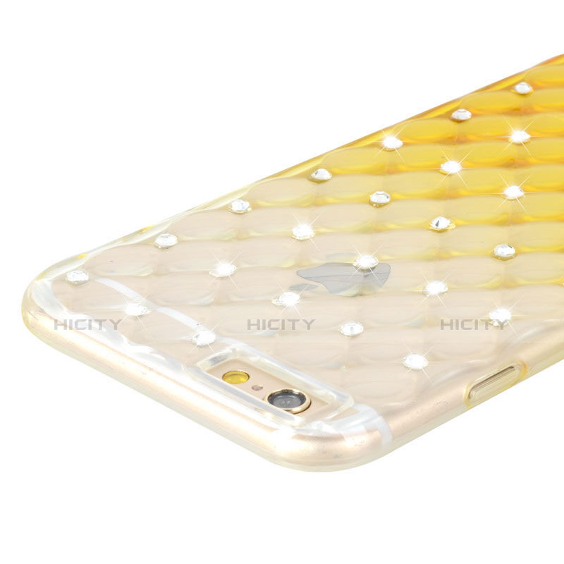 Housse Luxe Strass Bling Diamant Transparente Degrade pour Apple iPhone 6S Jaune Plus