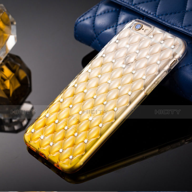 Housse Luxe Strass Bling Diamant Transparente Degrade pour Apple iPhone 6S Jaune Plus