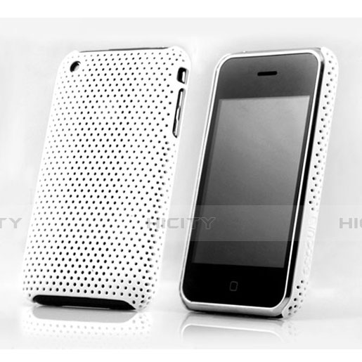 Housse Plastique Rigide Mailles Filet pour Apple iPhone 3G 3GS Blanc Plus