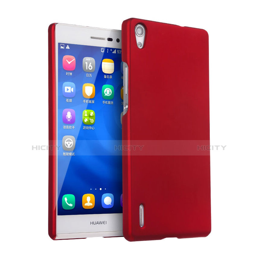 Housse Plastique Rigide Mat pour Huawei Ascend P7 Rouge Plus