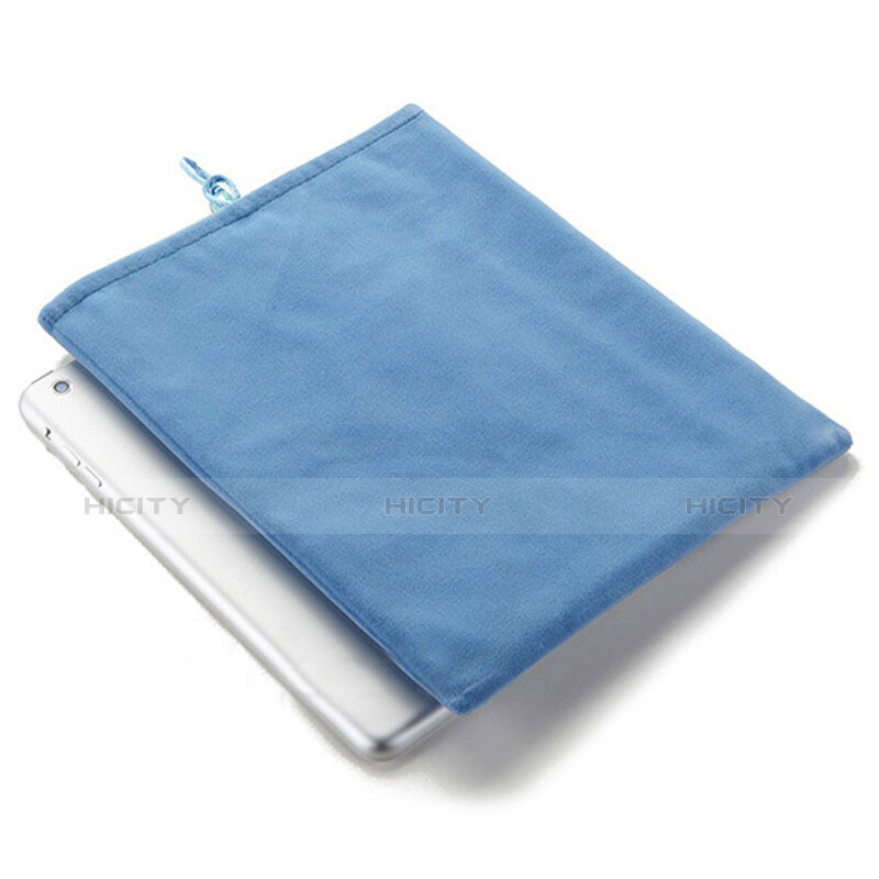 Housse Pochette Velour Tissu pour Samsung Galaxy Tab S6 Lite 10.4 SM-P610 Bleu Ciel Plus