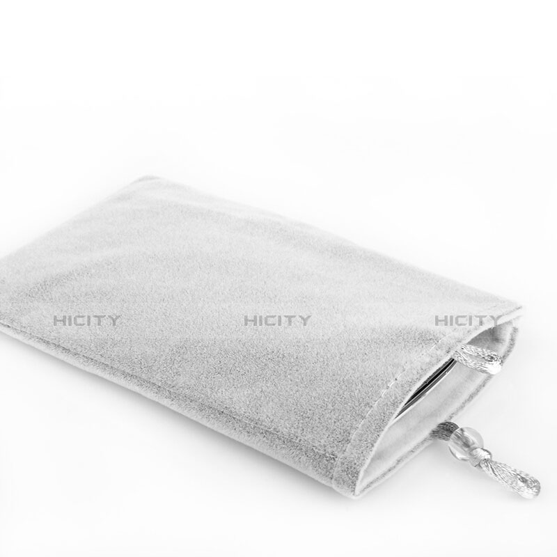 Housse Pochette Velour Tissu Universel Gris Plus