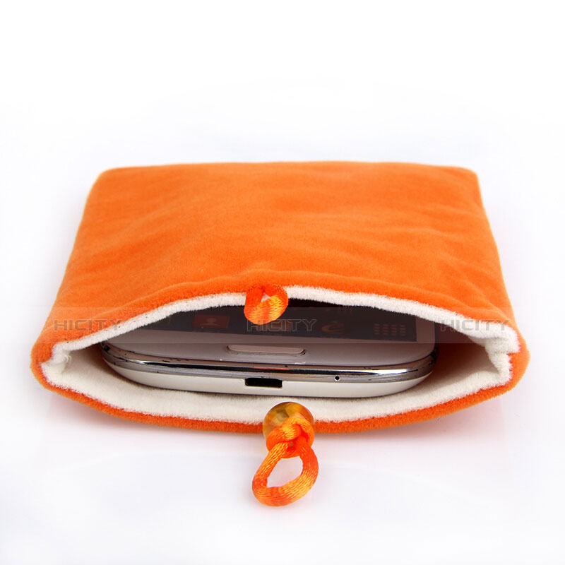 Housse Pochette Velour Tissu Universel Orange Plus