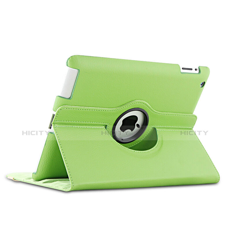 Housse Portefeuille Cuir Rotatif pour Apple iPad 2 Vert Plus