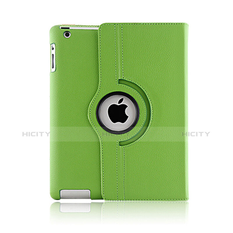 Housse Portefeuille Cuir Rotatif pour Apple iPad 2 Vert Plus