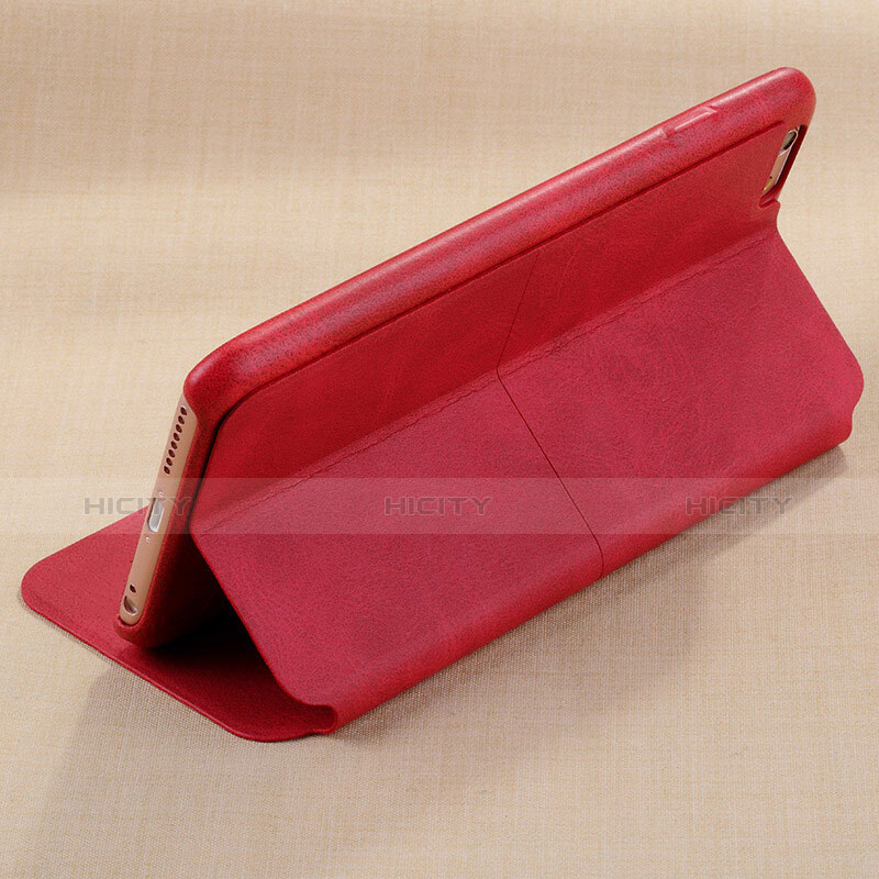 Housse Portefeuille Livre Cuir L01 pour Apple iPhone 6 Plus Rouge Plus