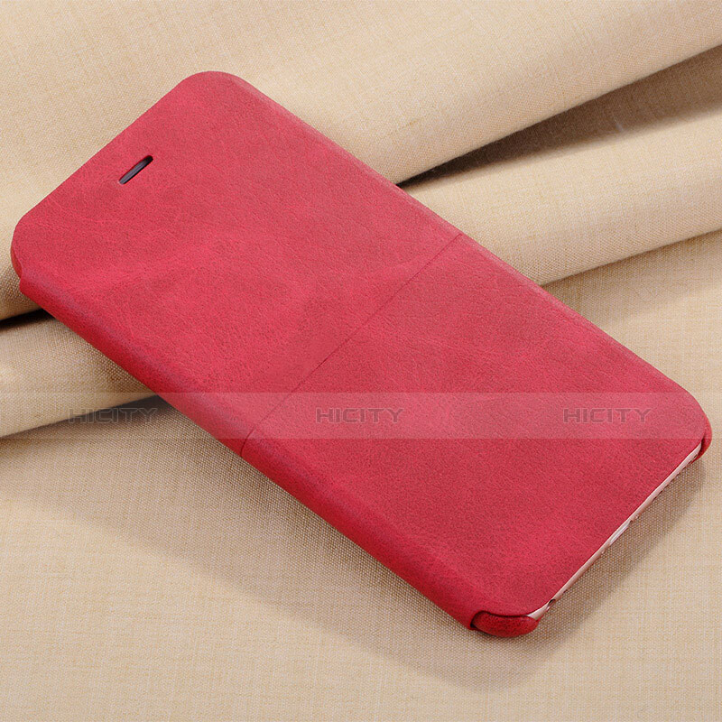 Housse Portefeuille Livre Cuir L01 pour Apple iPhone 6S Plus Rouge Plus