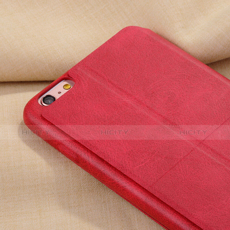 Housse Portefeuille Livre Cuir L01 pour Apple iPhone 6S Plus Rouge Plus