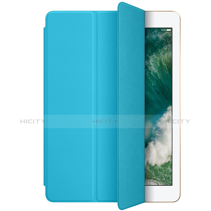 Housse Portefeuille Livre Cuir L01 pour Apple New iPad 9.7 (2017) Bleu Ciel Plus