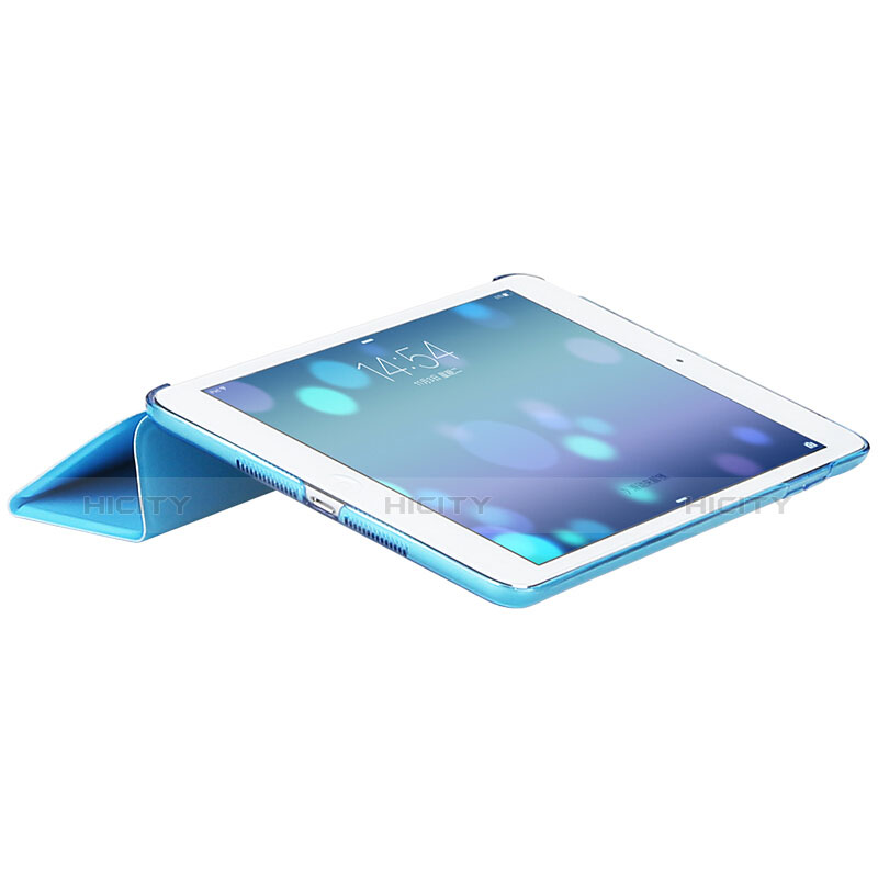 Housse Portefeuille Livre Cuir L01 pour Apple New iPad 9.7 (2017) Bleu Ciel Plus