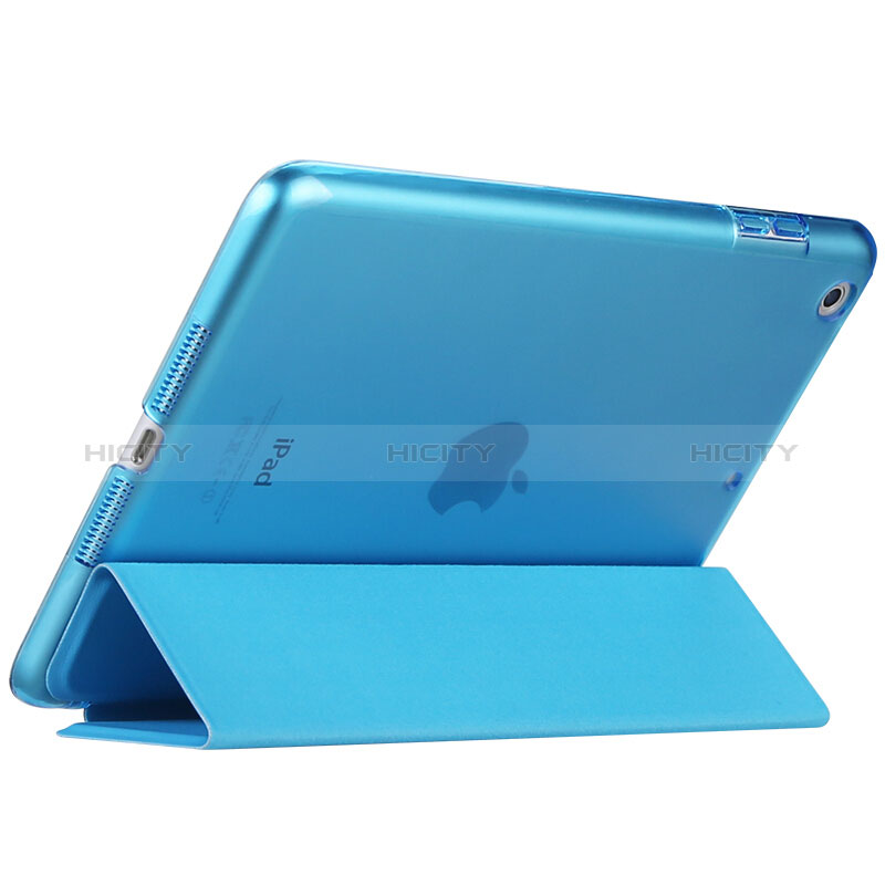 Housse Portefeuille Livre Cuir L01 pour Apple New iPad 9.7 (2018) Bleu Ciel Plus