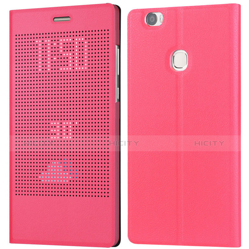 Housse Portefeuille Livre Cuir L01 pour Huawei Honor V8 Max Rose Rouge Plus